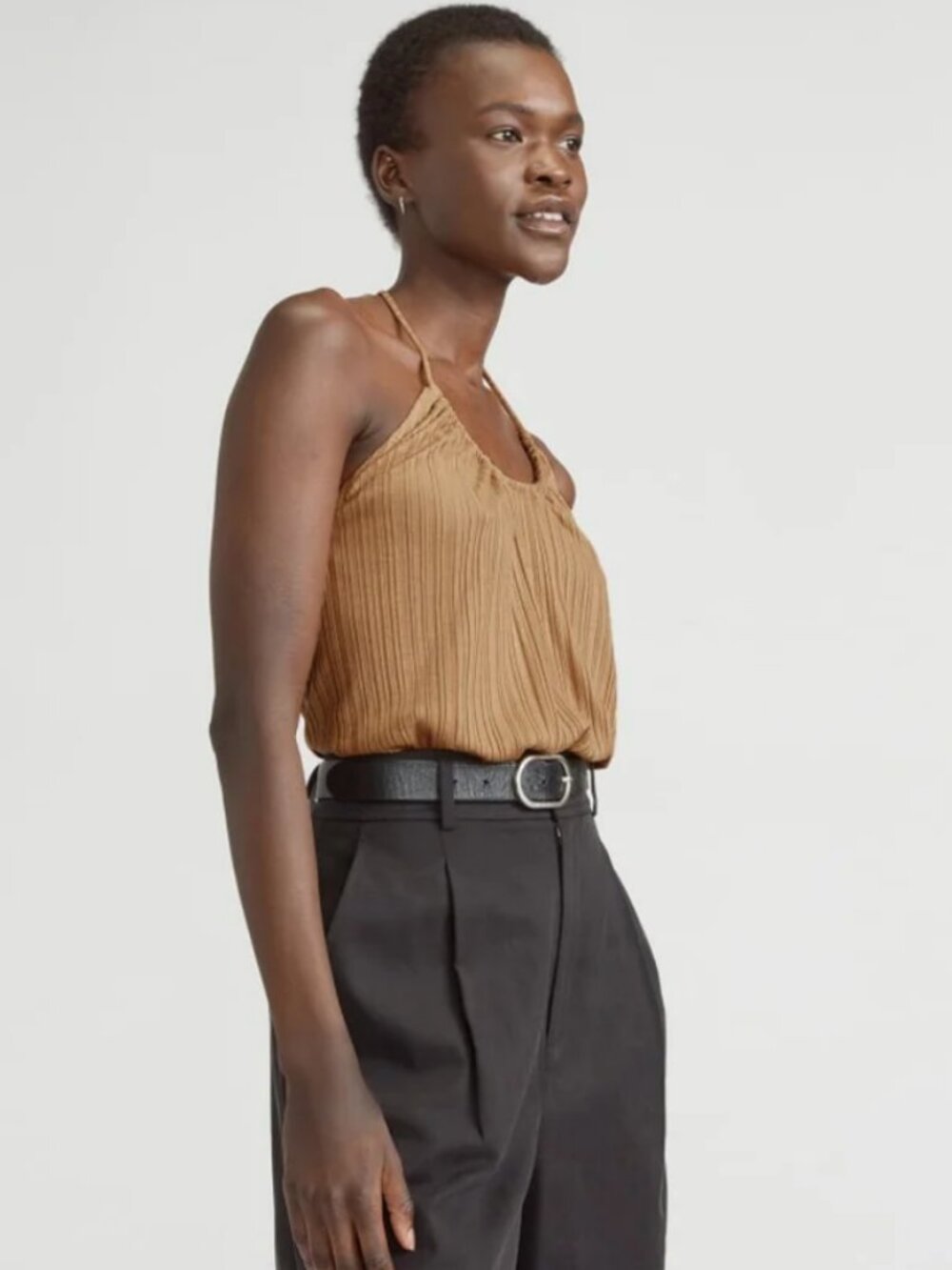 2 X Everlane Rib Soft Knit Halter Tops – Caramel & Kalamata - Picture 3 of 13
